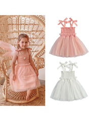 Spaghetti Straps Cotton Lace-Up Girl Dresses