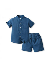 Short Sleeve Cotton Single Breasted Boy Clothing Sets