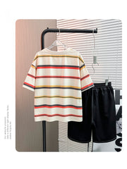 Striped Crewneck Loose Boy Clothing Sets