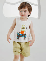 Animal Print Cotton Loose Boy Clothing Sets