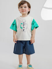 Animal Figure Crewneck Cotton Boy Clothing Sets