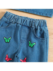 Butterfly Pattern Spaghetti Straps Girl Clothing Sets