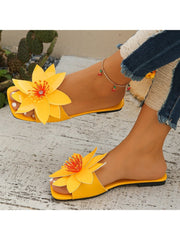 Flower Flat Heel Slippers