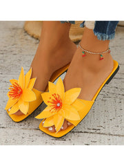 Flower Flat Heel Slippers