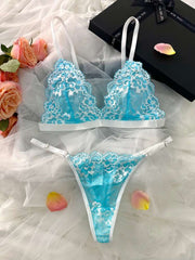 Flower Lace See Through Bra Sets