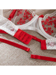 Embroidery See Through High Rise Bra Sets