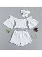 Stringy Selvedge Smocking Cropped Girl Clothing Sets