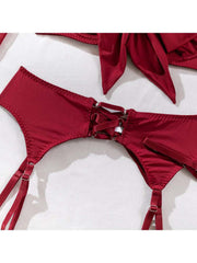 Hollow-out Spaghetti Straps Satin Sexual Sets