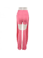 Hollow Out Tassel Patchwork Pants