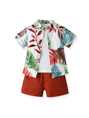 Flower Cotton Single Breasted Boy Clothing Sets