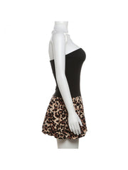 Leopard Strapless Flounce Mini Dress
