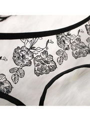 Embroidery See Through Backless Sexual Sets