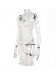 Lace Panel Lace Bandage Sexual Bodysuit