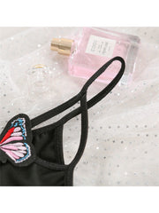 Butterfly Deco High Rise Backless Sexual Sets
