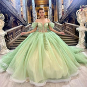 Glittering Green Sweetheart Quinceañera Dress
