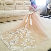 Champagne Lace Flower Girl Dress with Detachable Train
