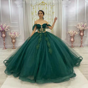Green Glittering Luxury Quinceañera Dress