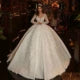 Illusion Back Long Sleeve Glitter Princess Gown 2024