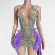 Beaded Purple Feather Dress