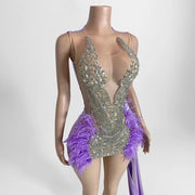 Beaded Purple Feather Dress