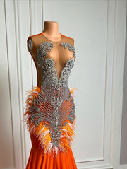 Orange Mermaid Prom Dress 2024