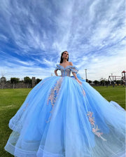 2024 Sky Blue Princess Quinceanera Dress