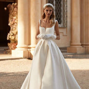 Sleeveless A-Line Court Train Wedding Dress 2024