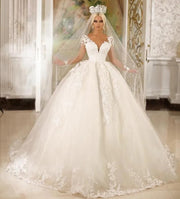 Elegant Princess Lace Long Sleeve Vintage Wedding Dress