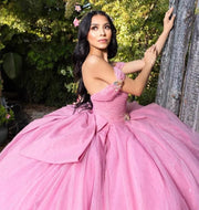 Elegant Sequin Quinceañera Dress with Bow: Off-Shoulder Princess Ball Gown