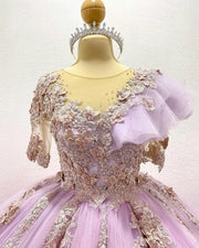 Volume Quinceañera Dress: Lace Applique & Beading