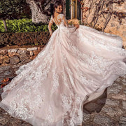 Gorgeous Long Sleeve Ball Gown Wedding Dress with Illusion Back