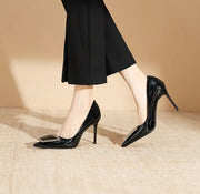 Ladies commuter all-match pointy square buckle high heels design sense niche French single shoes