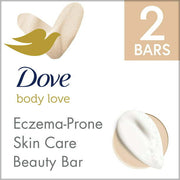 Dove Body Love Beauty Bar Soap Eczema-Prone Skin Care with Colloidal Oatmeal Fragrance-Free, 7.5 oz, 2 Bars