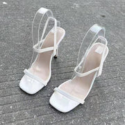 Spring Summer Large Size 36-43 Fine High Heels Women Sandals Elegant Square Toe Buckle Ankle Strap Fashion Shoes Street Office