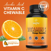 Vitamin C 500mg Orange Flavor Chewable Immune Support Supplement with Antioxidants 120 Capsules