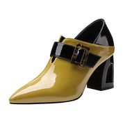 Fashion All-match Soft Leather Mid-heel High Heels