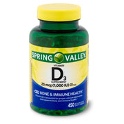 Spring Valley Vitamin D3 Softgels;  25mcg;  1; 000 IU;  450 Count