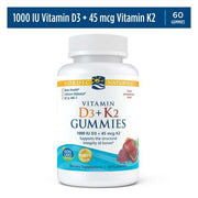 Nordic Naturals Vitamin D3+K2 Gummies, 1000 IU, Great Taste, Non-GMO 60 Ct