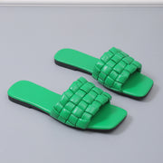 Summer Weave Flat Slippers Women Slides 2022 Trend Orange Green Blue Home Outdoor Casual Flip Flops Beach Sandals Big Size 36-43