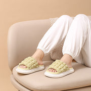 Summer Linen Slippers Women Girl Home Fluffy Casual Outdoor Indoor House Couple Thick Sole Sandals Soft Comfortable Four Seasons