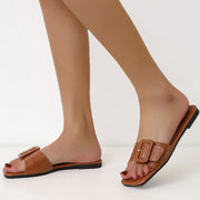 Summer Buckle Flat Slippers Women Slides 2022 Trend Home Outdoor Casual Flip Flops Beach Sandals Luxury Brand Big Size 36-43