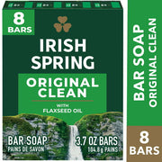 Irish Spring Bar Soap for Men, Original Clean Mens Bar Soap, 8 Pack, 3.7 oz