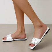 Summer Buckle Flat Slippers Women Slides 2022 Trend Home Outdoor Casual Flip Flops Beach Sandals Luxury Brand Big Size 36-43