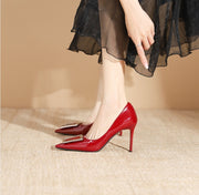 Ladies commuter all-match pointy square buckle high heels design sense niche French single shoes