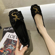 2023 Shallow Flats Casual Shoes Women Metal Letters Loafers Oxford