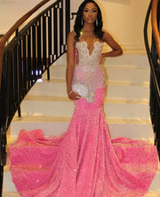 Elegant Prom Dresses Rhinestone Beads Party Gowns Sequin