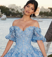 Sparkly Tulle Blue Off The Shoulder Quinceanera Dresses 2023 Princess Ball Gown Vestido De 15 Anos Sweet 16 Dresses Gala