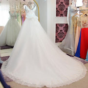 Custom Made Ball Gown V-neck Lace Crystal Beaded Luxury Long Wedding Dresses Bridal Gown robe de mariee Vestidos De Novia WS86