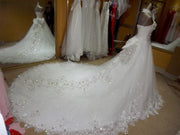 Real Sample Vestido De Noiva 2023 Ball Gown Sweetheart Tulle Lace Crystal Beaded Elegant Wedding Dresses Long Train KA04M
