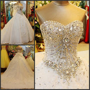 Luxury Ball Gown Fluffy Sweetheart Crystal Beading Diamond Wedding Dresses Real Photo Vestidos De Novia 2023 Custom Made WS68M